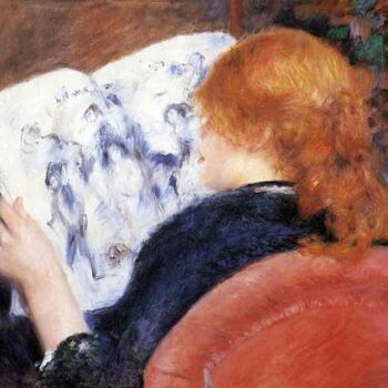 Young Woman Reads Illustrated Journal by Renoir