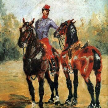 Groom with Two Horses by Toulouse-Lautrec