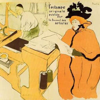 Jane Avril Checking a Print Sample by Toulouse-Lautrec