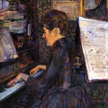 Lady Dihau Playing Piano by Toulouse-Lautrec
