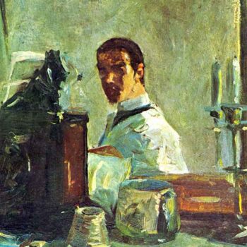 Self Portrai Looking in a Mirror by Toulouse-Lautrec
