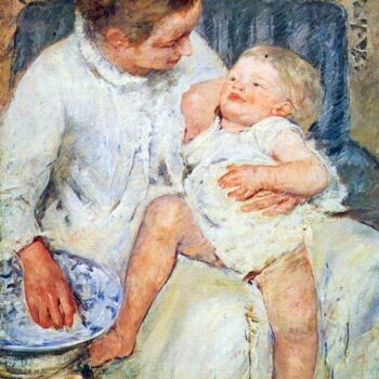 Mother Washing The Tired Child by Cassatt