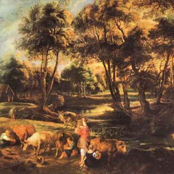 Landscape with Cows and Duck Hunters by Rubens