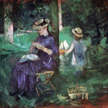 Woman and Child in Garden by Morisot