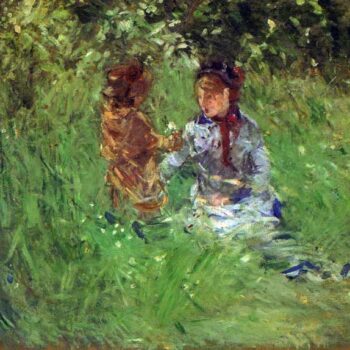 Woman and Child in Garden in Bougival by Morisot