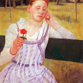 Woman with Red Zinnia by Cassatt