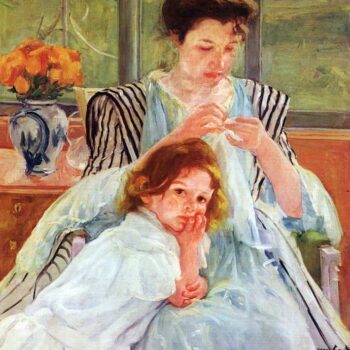Young Mother Sewing by Cassatt