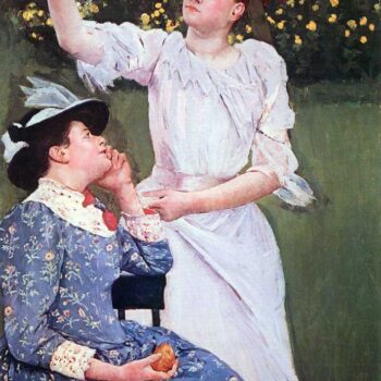 Young Woman Picking Fruit by Cassatt
