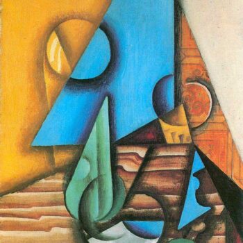 Bottle and Glass on a Table by Juan Gris