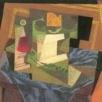 Fruit Bowl on a Table Cloth by Juan Gris