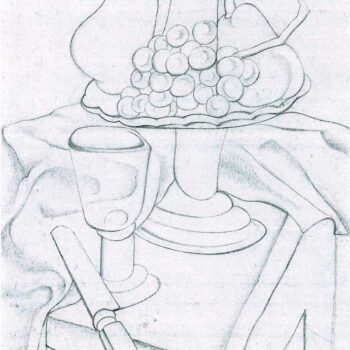 Fruit Bowl, Glass and Knives by Juan Gris