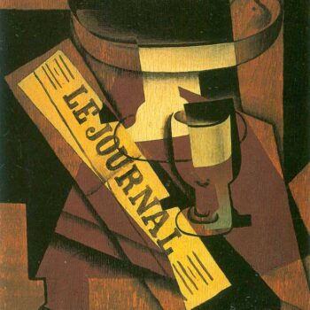 Fruit Bowl, Glass and Newspaper_Lg by Juan Gris