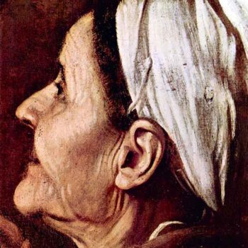 Madonna of The Pilgrims Detail by Caravaggio