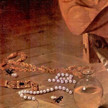 Mary Magdalene, Detail - Pearls by Caravaggio