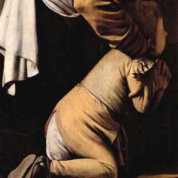 Rosary Madonna Detail by Caravaggio