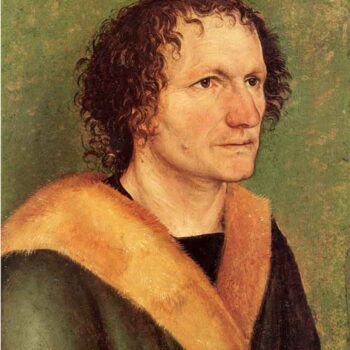 Male Portrait in Front a Green Background by Durer