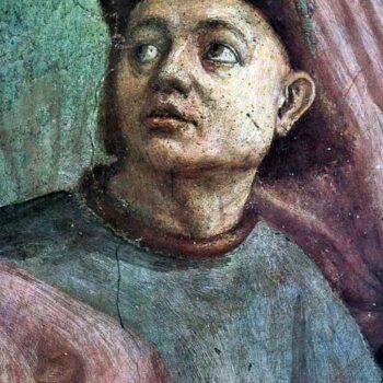 Brancacci Chapel - Awakening Theophilus' Son Detail by Masaccio