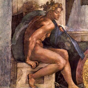 Creator God and Youths, Detail by Michelangelo