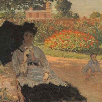 Camille in The Garden with Jean and His Nanny by Monet