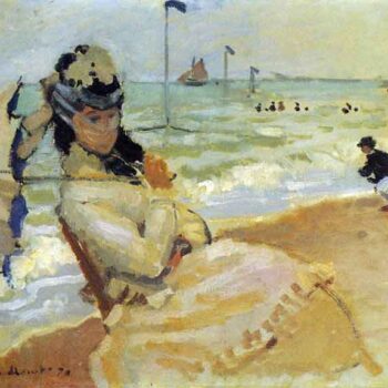 Camille on The Beach at Trouville by Monet