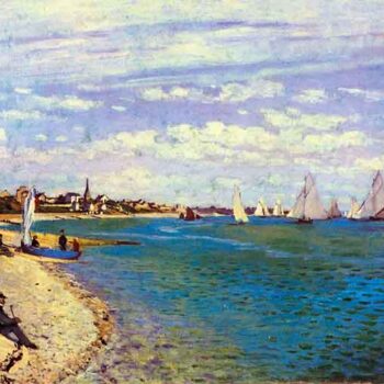 The Beach at Sainte Adresse by Monet