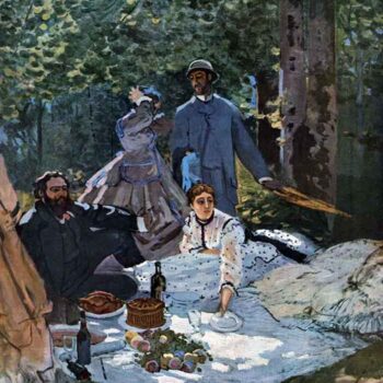 The Breakfast Outdoors, Central Section by Monet