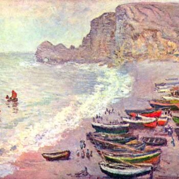A'Tretat, The Beach and La Porte D'Amont by Monet