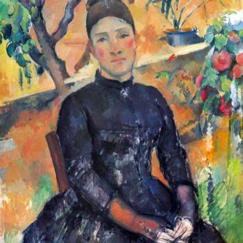 Portrait of Mme Cezanne in The Greenhouse by Cezanne