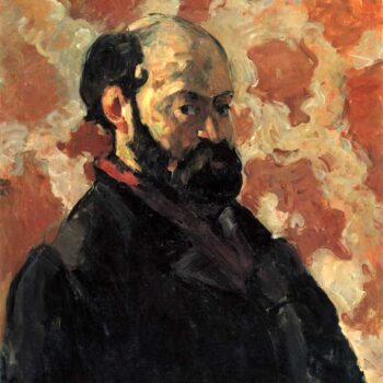 Self-Portrait Before Rose Background by Cezanne