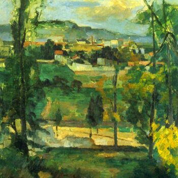 Village Behind The Trees, Ile De France by Cezanne