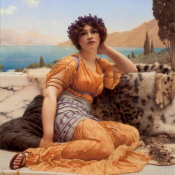 Godward - with Violets Wreathed and Robe of Saffron Hue