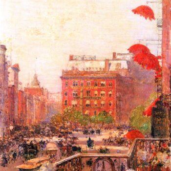 Broadway and Fifth Avenue by Hassam