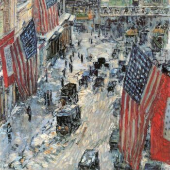 Flags on Fifth Avenue, Winter 1918 by Hassam