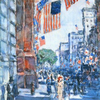 Flags, Fifth Avenue by Hassam