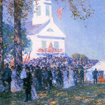 Harvest in a Village in New England by Hassam