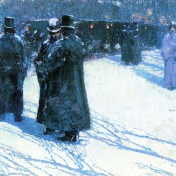Nighttime, Madison Square by Hassam