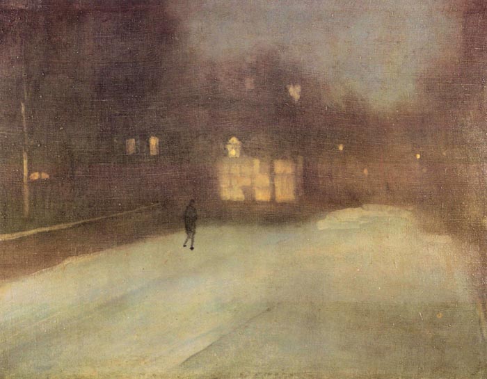 Nocturne in Gray and Gold, Snow in Chelsea by James Abbot Mcneill Whistler