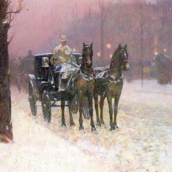 Street Scene with Two Cabs by Hassam
