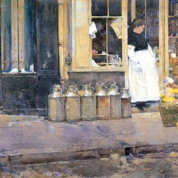 The Flower Girls and The Milk Vendor by Hassam