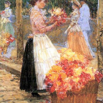 Woman Sells Flowers by Hassam