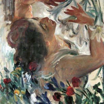 Woman with Lilies in The Greenhouse by Lovis Corinth