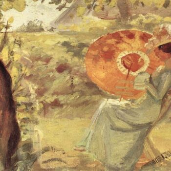 Young Girl in Garden with Orange Umbrella by Anna Ancher