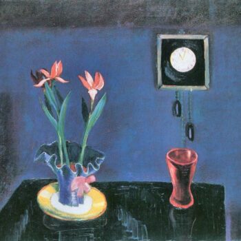 Still Life with Clock and Tulip Pot by Walter Gramatte