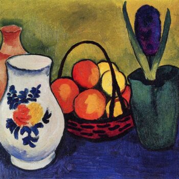 White Jug with Flowers and Fruits by August Macke