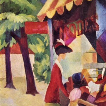 Woman with Red Jacket and Child by August Macke