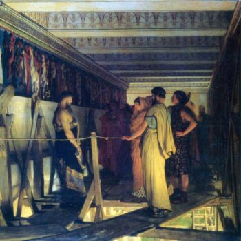 Phidias Shows His Friends from The Parthenon Frieze, Detail by Alma-Tadema