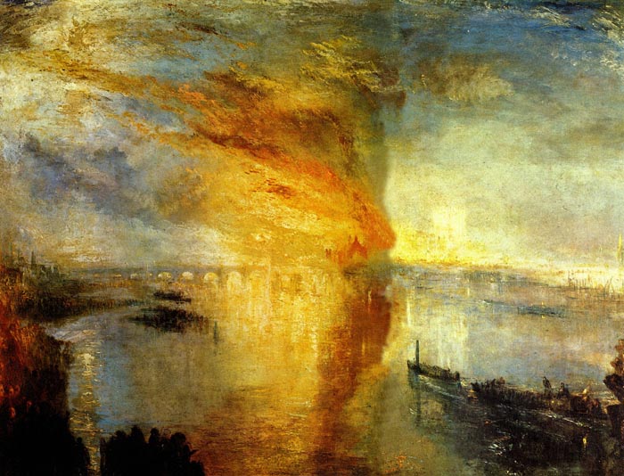 Fire at The Parliament Building in 1834 by Joseph Mallord Turner