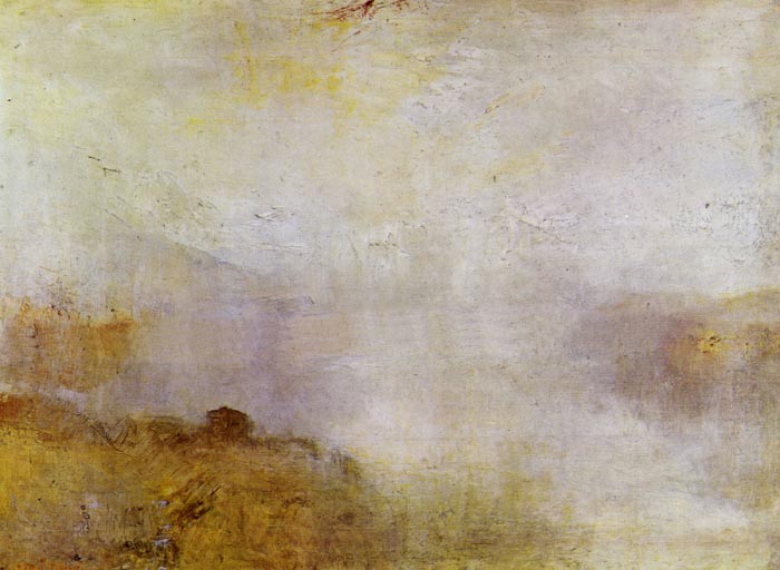 Mountain Scene with Lake and Cottage by Joseph Mallord Turner