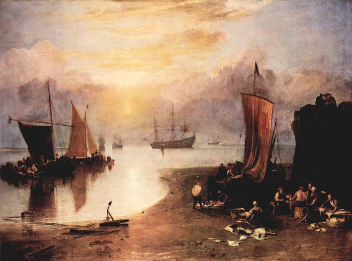 Rising Sun in The Haze, While Gutting and Selling Fish by Joseph Mallord Turner