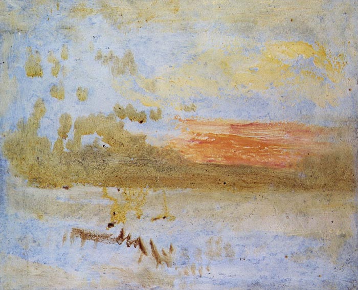 Sunset Seen from a Beach with Breakwater by Joseph Mallord Turner
